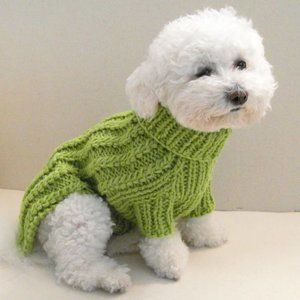 Green handmade knitted pet clothing